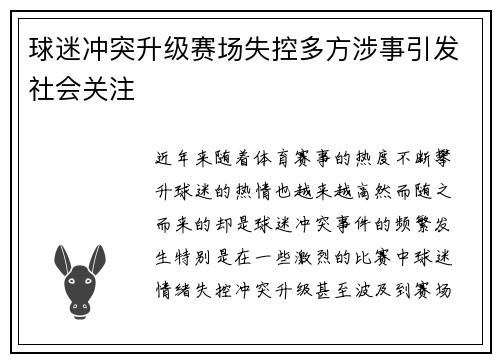 球迷冲突升级赛场失控多方涉事引发社会关注
